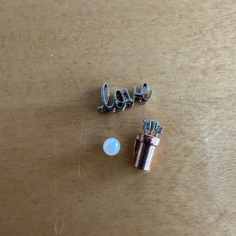 Origami Owl Living Locket Floating Charms Set of 3 Script Love Arrow Pearl 💘